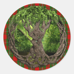 Celtic Tree Of Life And Clan MacGregor Tartan Classic Round Sticker