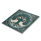 Celtic Tree of Life Aqua Turquoise Faux Relief