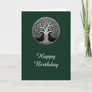 Celtic Tree of Life Birthday Card Dark Green