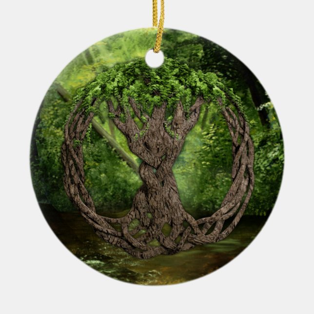 Celtic Tree Of Life Ceramic Tree Decoration (Front)