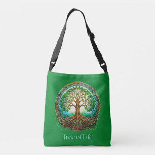 Celtic Tree of Life in Emerald Green Crossbody Bag