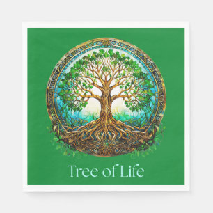 Celtic Tree of Life in Emerald Green Napkin