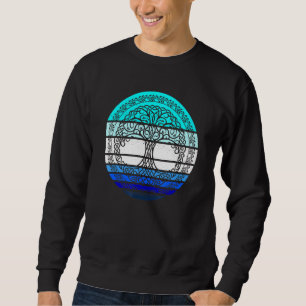Celtic Tree Of Life Retro Sun Vintage Blue Sweatshirt