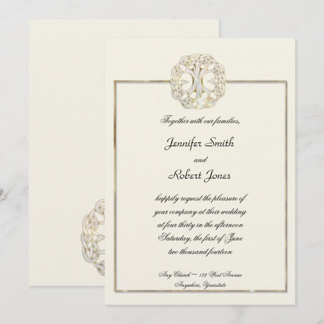 Celtic Tree of Life Thistle Wedding Invitation (Front/Back)