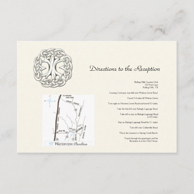 Celtic Tree of Life Wedding Directions Enclosure Card (Front)