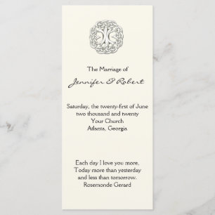 Celtic Tree of Life Wedding Program Programme