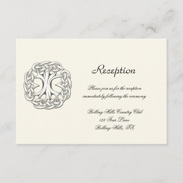 Celtic Tree of Life Wedding Reception Enclosure Card (Front)