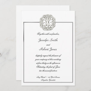Celtic Tree of Life White Wedding Invitation