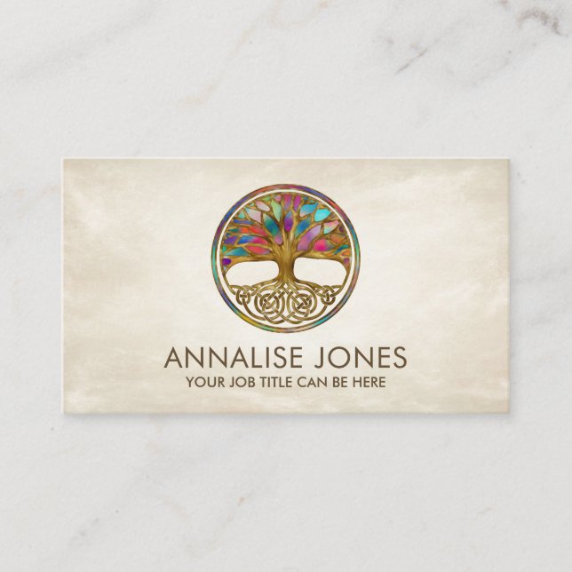 Celtic Tree of life - Yggdrasil - Colour Mosaic Business Card (Front)