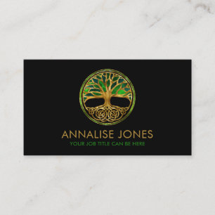 Celtic Tree of life - Yggdrasil - Emerald Green Business Card