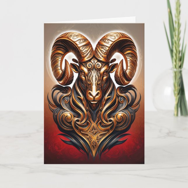 Celtic Tribal Aries Birthday Card (Front)