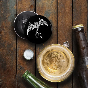 Celtic tribal Dragon Black White Bottle Opener