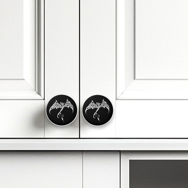Celtic Tribal Dragon Black White Ceramic Knob (Creator Uploaded)
