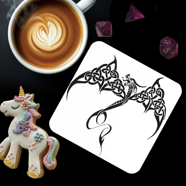 Celtic Tribal Dragon Black White Coaster (Creator Uploaded)