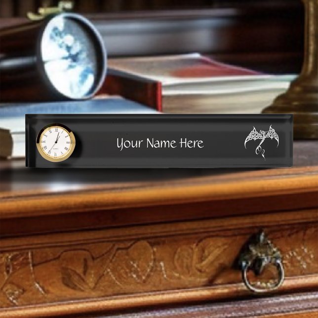 Celtic Tribal Dragon Black White Nameplate (Creator Uploaded)