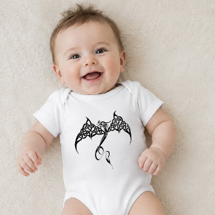 Celtic Tribal Dragon Knotwork Black White Fantasy Baby Bodysuit