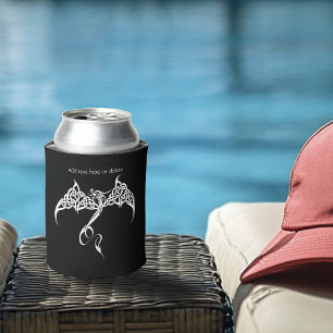 Celtic Tribal Dragon Knotwork Black White Fantasy Can Cooler