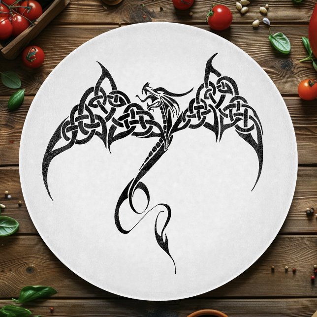Celtic Tribal Dragon Knotwork Black White Fantasy Cutting Board (Creator Uploaded)