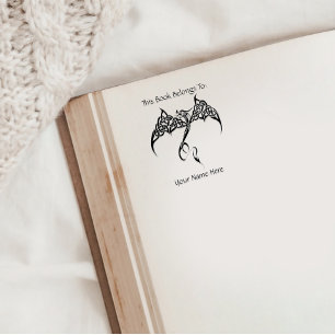 Celtic Tribal Dragon Knotwork Black White Fantasy Rubber Stamp