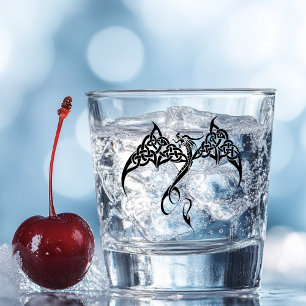 Celtic Tribal Dragon Knotwork Black White Fantasy Shot Glass