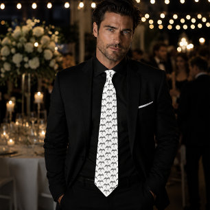 Celtic Tribal Dragon Knotwork Black White Fantasy Tie