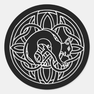 Celtic Tribal Magic Cat Classic Round Sticker