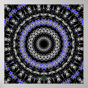 Celtic Tribal Mandala ( Blue ) Poster