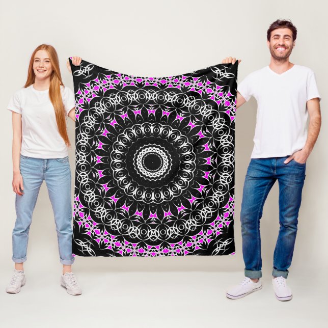Celtic Tribal Mandala ( Pink ) Fleece Blanket (In Situ)