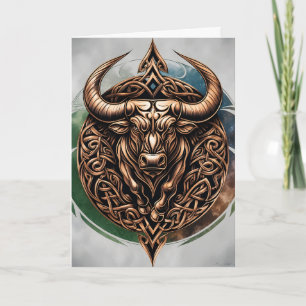 Celtic Tribal Taurus Birthday Card