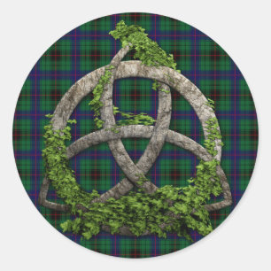 Celtic Trinity Knot And Clan Davidson Tartan Classic Round Sticker