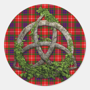 Celtic Trinity Knot And Clan Fraser Tartan Classic Round Sticker