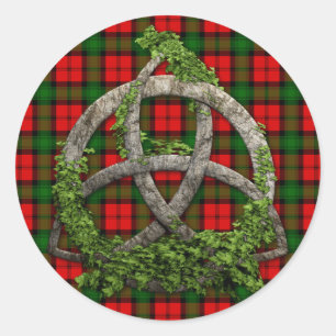 Celtic Trinity Knot And Clan Kerr Tartan Classic Round Sticker