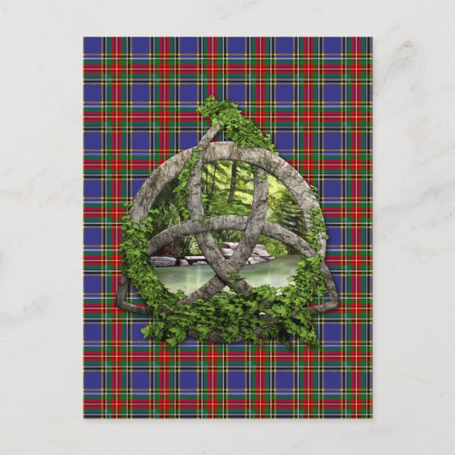 Celtic Trinity Knot And Clan MacBeth Tartan Postcard (Front)