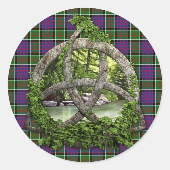 Celtic Trinity Knot And Clan MacDonald Of Ranald Classic Round Sticker (Front)