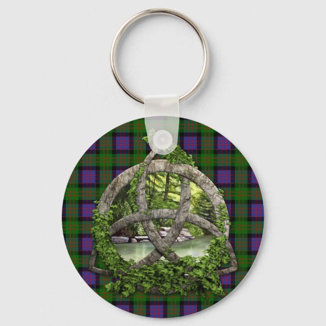 Celtic Trinity Knot And Clan MacDonald Tartan Key Ring (Front)