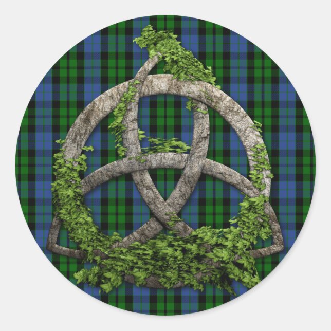 Celtic Trinity Knot And Clan MacKay Tartan Classic Round Sticker (Front)