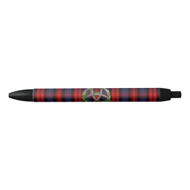 Celtic Trinity Knot And Clan MacLachlan Tartan Black Ink Pen (Front)