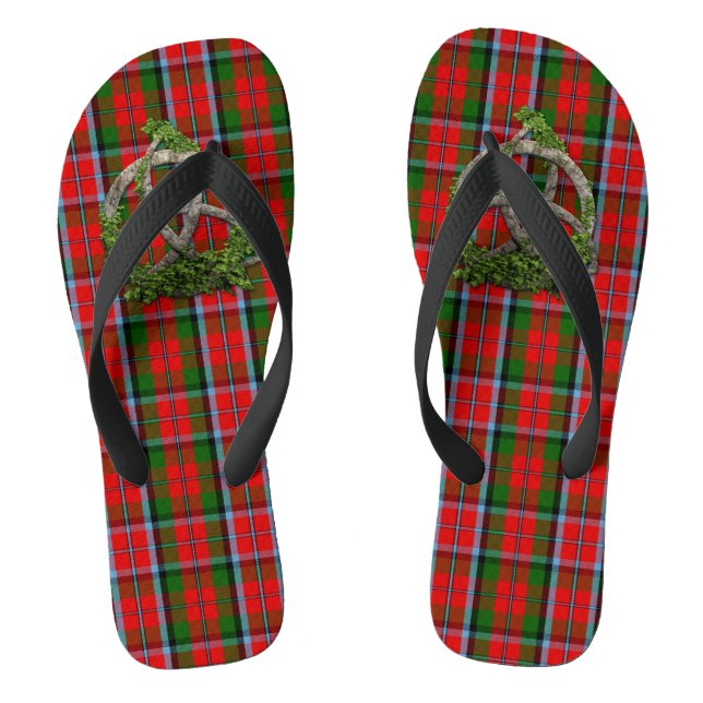 Celtic Trinity Knot And Clan MacNaughton Tartan Flip Flops (Footbed)