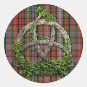 Celtic Trinity Knot And Clan MacPherson Tartan Classic Round Sticker