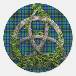 Celtic Trinity Knot And Clan Miller Tartan Classic Round Sticker