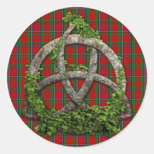 Celtic Trinity Knot And Clan Sinclair Tartan Classic Round Sticker