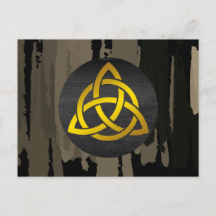 Celtic Trinity Knot Black Gold Watercolor Postcard