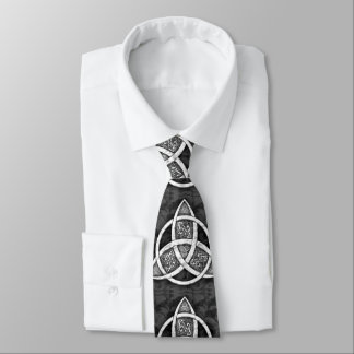 .Celtic Trinity Knot Black, Grey, White Tie