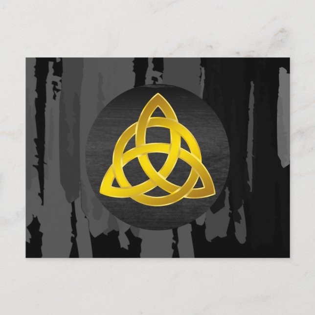 Celtic Trinity Knot Black  Watercolor Gold Postcard (Front)
