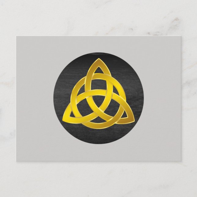 Celtic Trinity Knot Black  Watercolor Gold Postcard (Front)