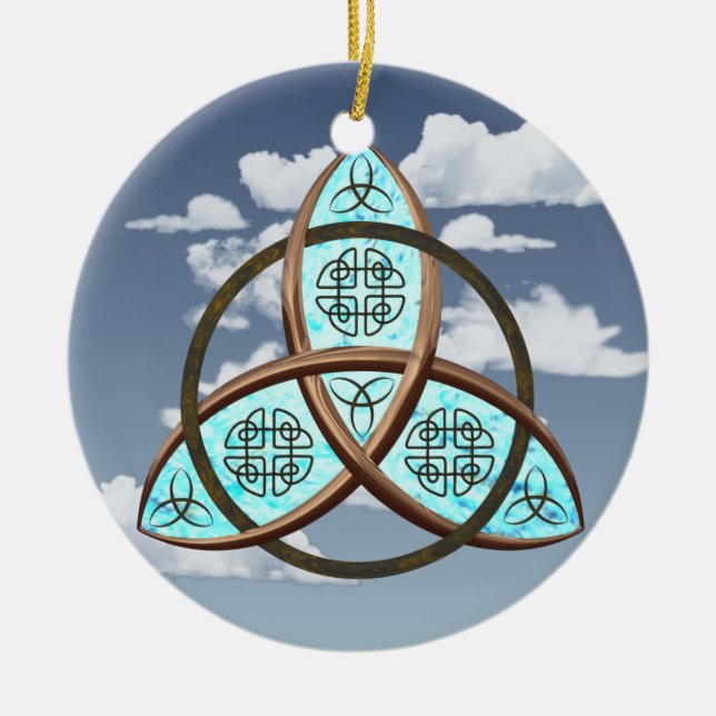 Celtic Trinity Knot Ceramic Tree Decoration (Front)