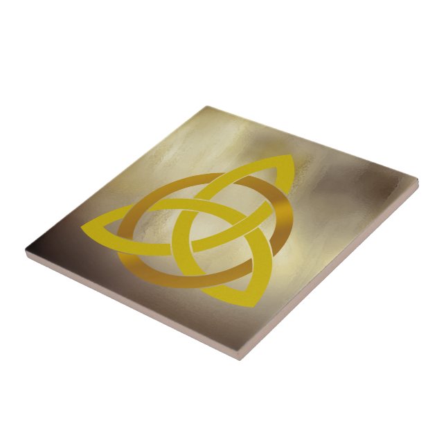 Celtic Trinity Knot Golden Circled Vintage Tile (Side)