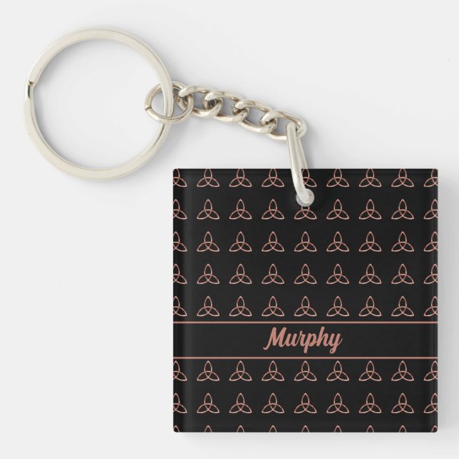 Celtic Trinity Knot Irish Wedding Monogram Key Ring (Front)