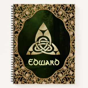 Celtic Trinity Knot on Forest Shadows  Notebook