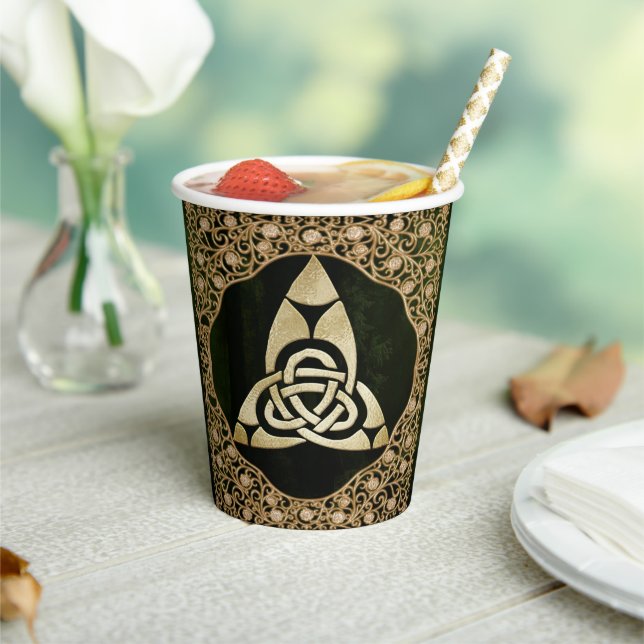 Celtic Trinity Knot on Forest Shadows  Paper Cups (Insitu)